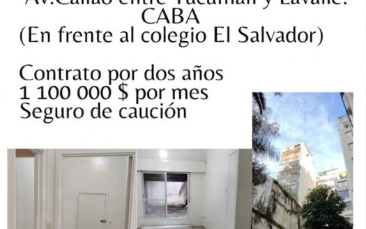 Departa tres ambientes con dependencia en Av callao entre la base y tucumán oportunidad