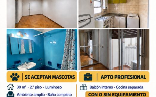 Depto 1 ambiente apto profesional en Villa Crespo